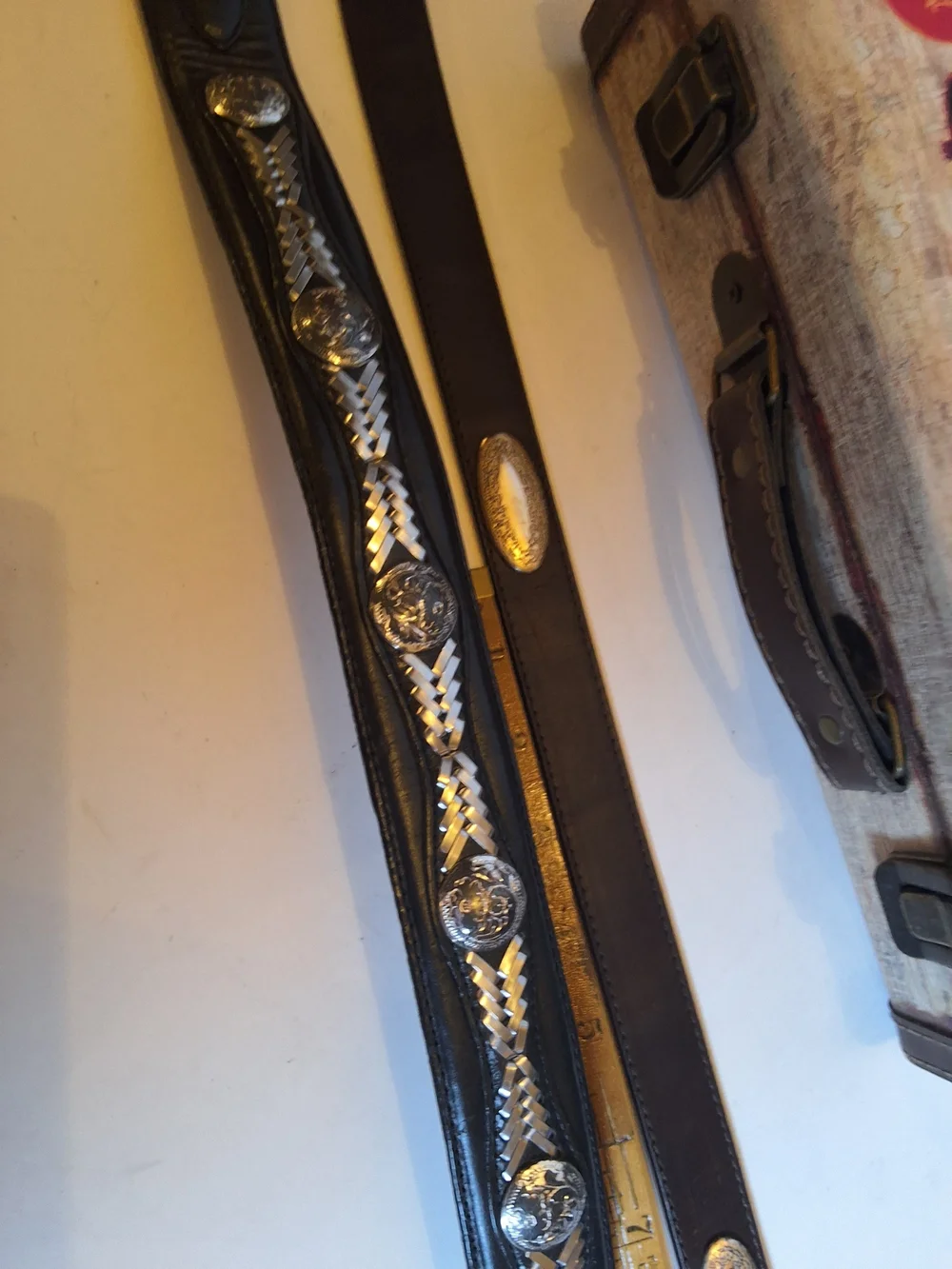 Black Western Leather Belt with Silver Conchos